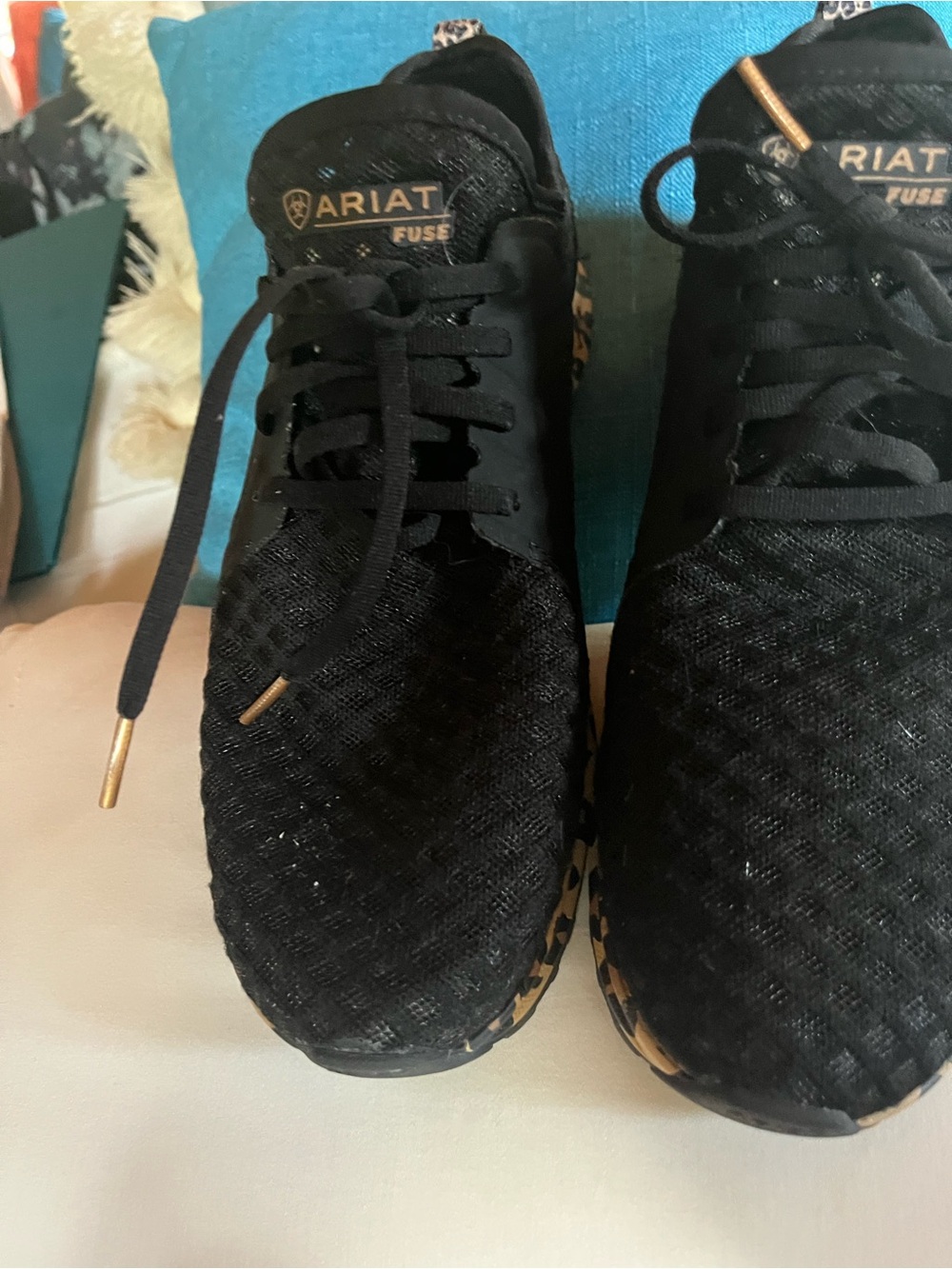 Ariat Black Knit Sneakers with Leopard Accent